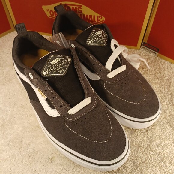 VANS Men's 7/Womens 8 Kyle Walker Twill Raven Suede Grey Black White VN0A5JIE87C - Picture 11 of 12